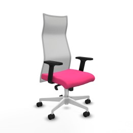 Piqueras y Crespo Albacete malla sincro malla blanca similpiel rosa brazos 2D base blanca ruedas 65 mm nailon
