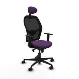 Piqueras y Crespo Jorquera sincro malla negra bali morado brazos 1D base nailon cabecero fijo ruedas 65mm nailon