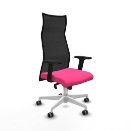 Piqueras y Crespo Albacete malla sincro malla negra similpiel rosa brazos 2D base blanca ruedas 65mm engomadas