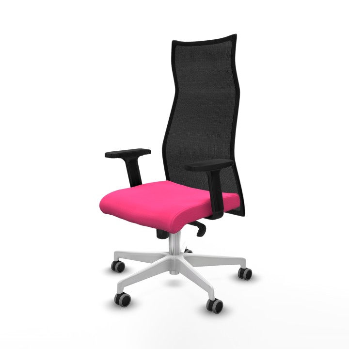 Piqueras y Crespo Albacete malla sincro malla negra similpiel rosa brazos 2D base blanca ruedas 65mm engomadas