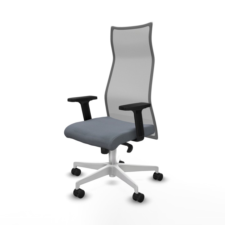 Piqueras y Crespo Albacete malla sincro malla gris bali gris brazos 2D base blanca ruedas 65 mm nailon