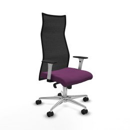 Piqueras y Crespo Albacete malla sincro malla negra similpiel morado brazos blancos base aluminio ruedas 65 mm nailon