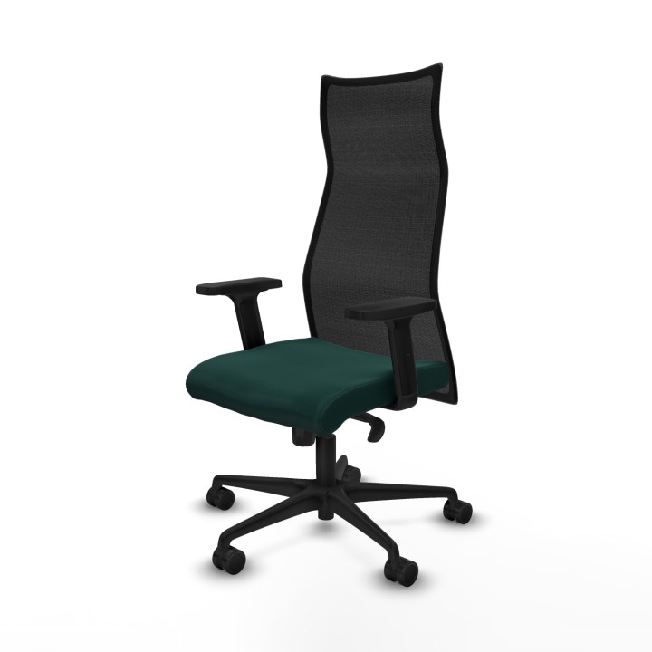 Piqueras y Crespo Albacete malla sincro malla negra similpiel verde botella brazos 2D base nailon ruedas 65 mm nailon