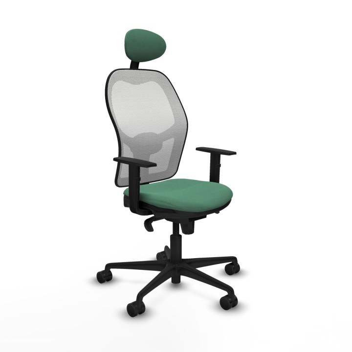 Piqueras y Crespo Jorquera sincro malla blanca bali verde esmeralda brazos 1D base nailon cabecero fijo ruedas 65mm nailon
