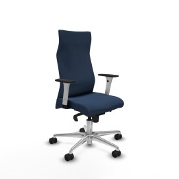 Piqueras y Crespo Albacete dirección sincro similpiel azul marino brazos 1D blancos base aluminio ruedas 65 nailon