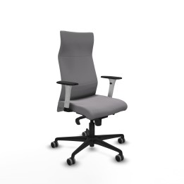 Piqueras y Crespo Albacete dirección sincro similpiel gris brazos 1D blancos base nailon ruedas 65 engomadas