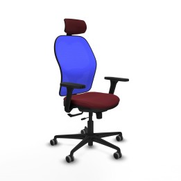 Piqueras y Crespo Jorquera traslack malla azul similpiel granate brazos 3D base nailon cabecero 2D ruedas 65mm engomada