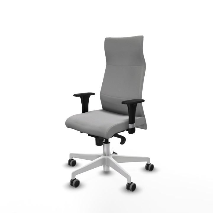 Piqueras y Crespo Albacete dirección sincro bali gris claro brazos 1D cromados base blanca ruedas 65 engomadas