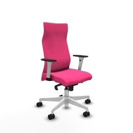 Piqueras y Crespo Albacete dirección sincro similpiel rosa brazos 1D blancos base blanca ruedas 65 nailon