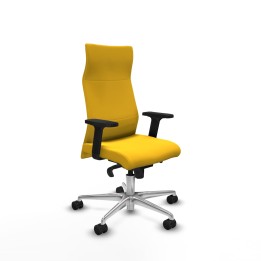 Piqueras y Crespo Albacete dirección sincro similpiel amarillo brazos 2D base aluminio ruedas 65 nailon