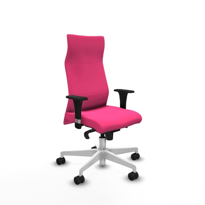 Piqueras y Crespo Albacete dirección sincro similpiel rosa brazos 1D cromados base blanca ruedas 65 nailon