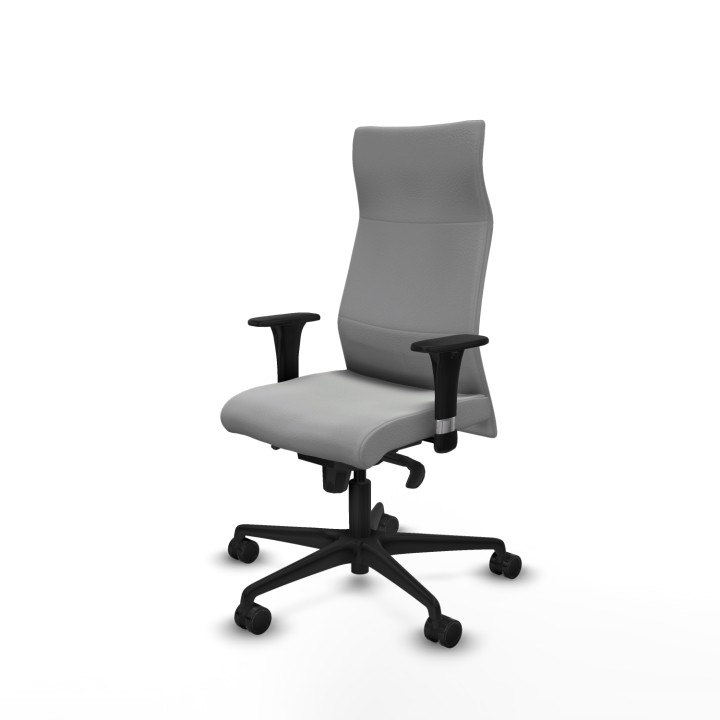 Piqueras y Crespo Albacete dirección sincro similpiel gris claro brazos 1D cromados base nailon ruedas 65 nailon
