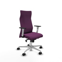 Piqueras y Crespo Albacete dirección sincro similpiel morado brazos 1D blancos base aluminio ruedas 65 nailon