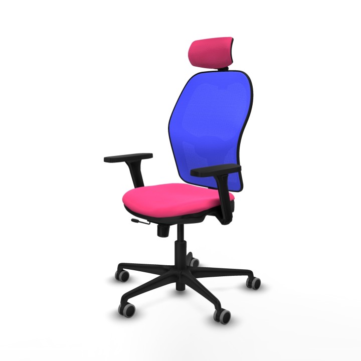 Piqueras y Crespo Jorquera traslack malla azul similpiel rosa brazos 3D base nailon cabecero 2D ruedas 65mm engomada