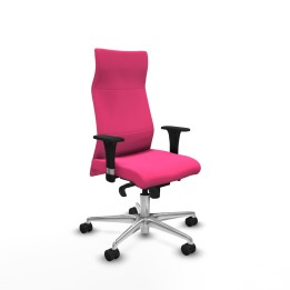 Piqueras y Crespo Albacete dirección sincro similpiel rosa brazos 1D cromados base aluminio ruedas 65 nailon
