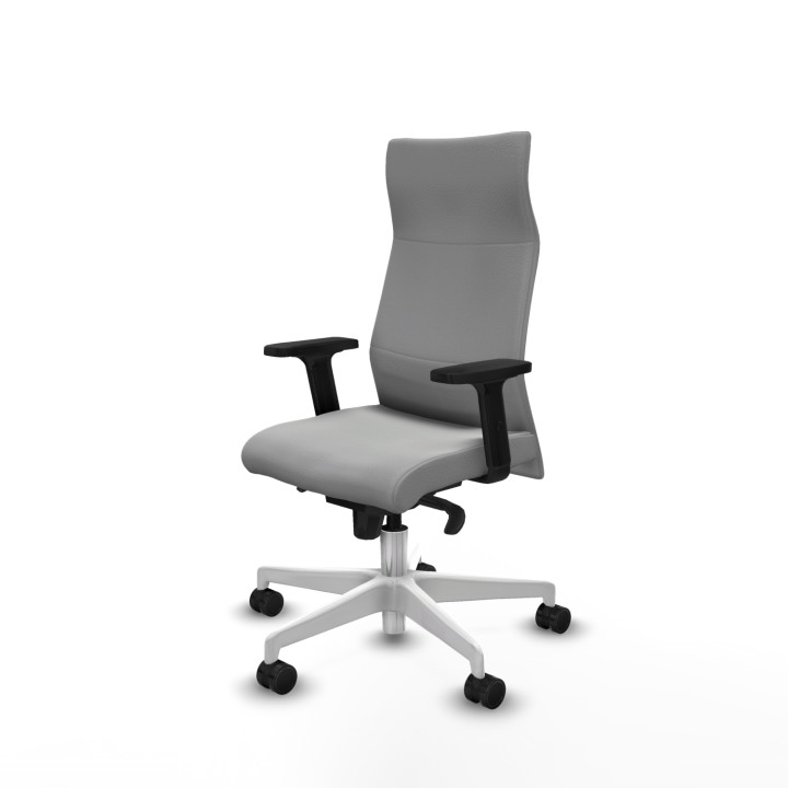 Piqueras y Crespo Albacete dirección sincro similpiel gris claro brazos 2D base blanca ruedas 65 nailon