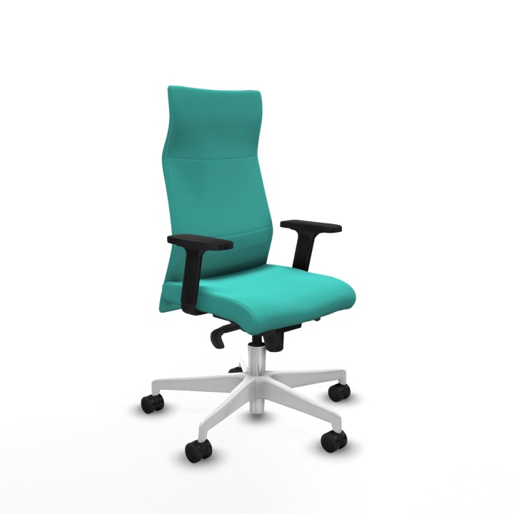 Piqueras y Crespo Albacete dirección sincro similpiel turquesa brazos 2D base blanca ruedas 65 nailon