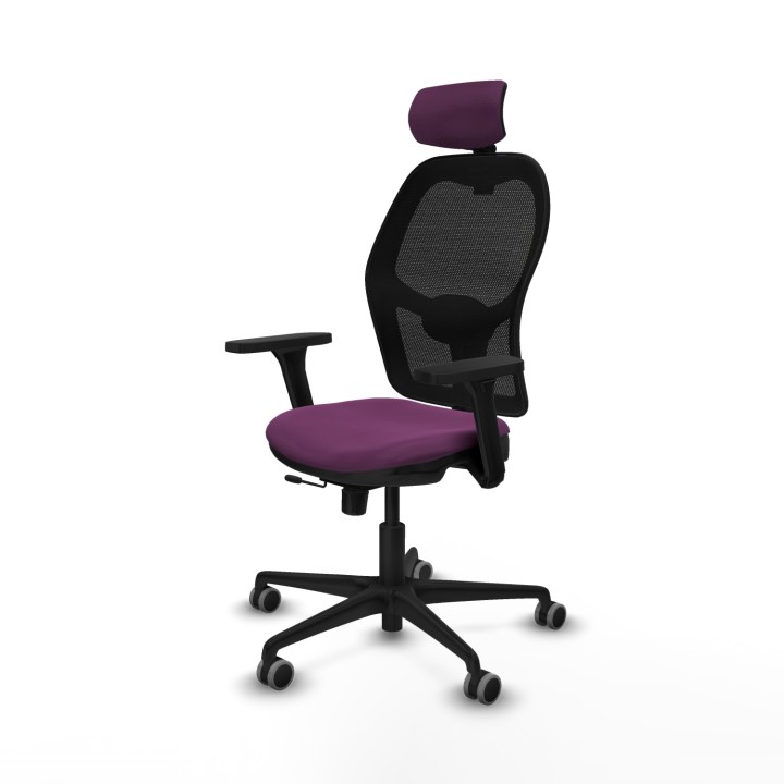 Piqueras y Crespo Jorquera traslack malla negra similpiel morado brazos 3D base nailon cabecero 2D ruedas 65mm engomada