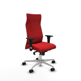 Piqueras y Crespo Albacete dirección sincro similpiel rojo brazos 1D cromados base aluminio ruedas 65 nailon