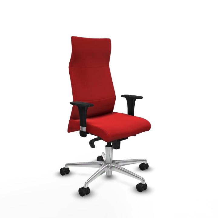 Piqueras y Crespo Albacete dirección sincro similpiel rojo brazos 1D cromados base aluminio ruedas 65 nailon
