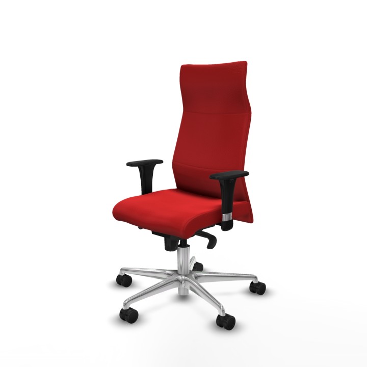 Piqueras y Crespo Albacete dirección sincro similpiel rojo brazos 1D cromados base aluminio ruedas 65 nailon