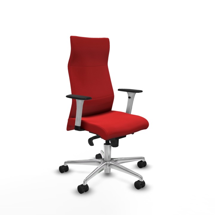 Piqueras y Crespo Albacete dirección sincro similpiel rojo brazos 1D blancos base aluminio ruedas 65 nailon