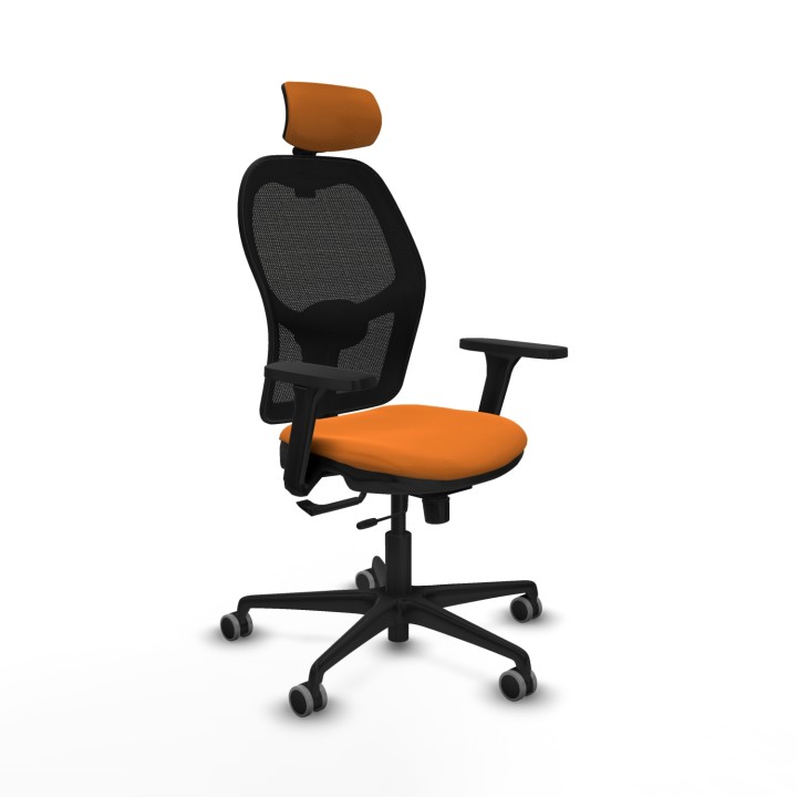 Piqueras y Crespo Jorquera traslack malla negra similpiel naranja brazos 3D base nailon cabecero 2D ruedas 65mm engomada