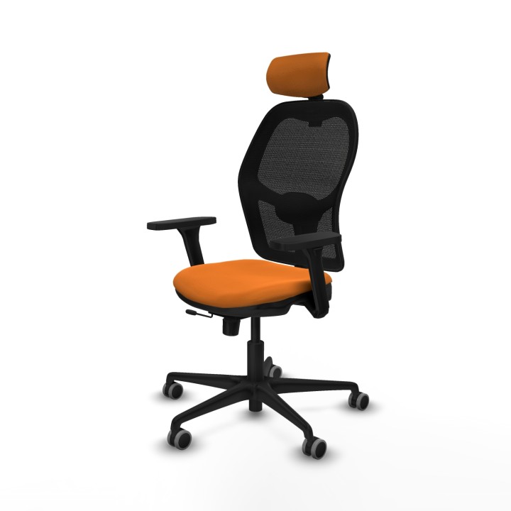 Piqueras y Crespo Jorquera traslack malla negra similpiel naranja brazos 3D base nailon cabecero 2D ruedas 65mm engomada