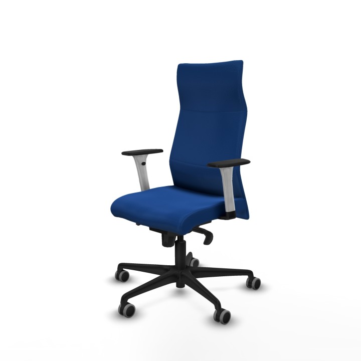 Piqueras y Crespo Albacete dirección sincro similpiel azul brazos 1D blancos base nailon ruedas 65 engomadas