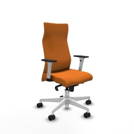Piqueras y Crespo Albacete dirección sincro similpiel naranja brazos 1D blancos base blanca ruedas 65 nailon