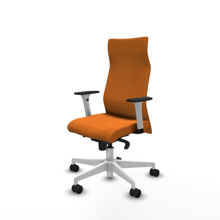 Piqueras y Crespo Albacete dirección sincro similpiel naranja brazos 1D blancos base blanca ruedas 65 nailon