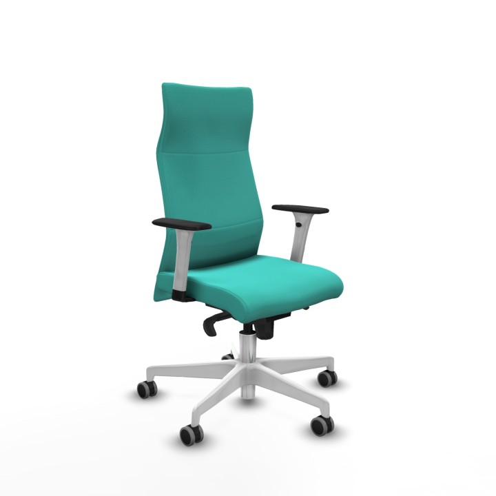 Piqueras y Crespo Albacete dirección sincro similpiel turquesa brazos 1D blancos base blanca ruedas 65 engomadas