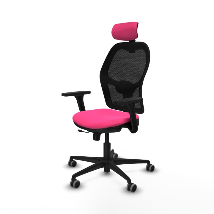 Piqueras y Crespo Jorquera traslack malla negra similpiel rosa brazos 3D base nailon cabecero 2D ruedas 65mm engomada