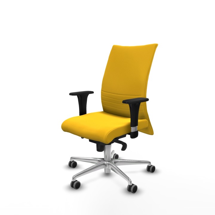 Piqueras y Crespo Albacete confidente sincro similpiel amarillo brazos 1D base aluminio ruedas 65mm engomadas