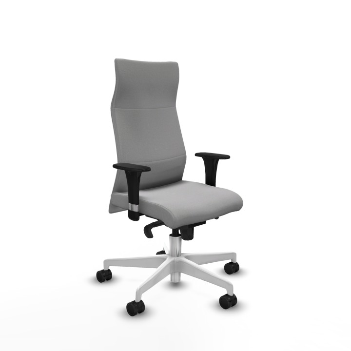 Piqueras y Crespo Albacete XL sincro bali gris claro brazos 1D base blanca ruedas 65 mm nailon