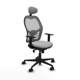 Piqueras y Crespo Jorquera sincro malla gris bali gris claro brazos 1D base nailon cabecero fijo ruedas 65mm nailon