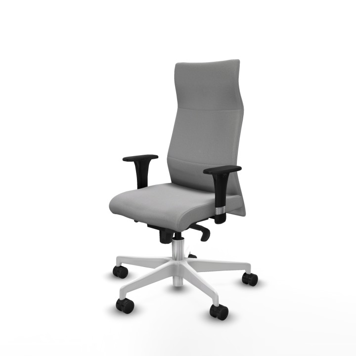 Piqueras y Crespo Albacete XL sincro bali gris claro brazos 1D base blanca ruedas 65 mm nailon