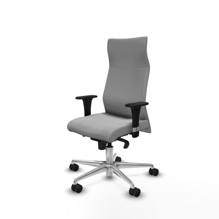 Piqueras y Crespo Albacete dirección sincro bali gris claro brazos 1D cromados base aluminio ruedas 65 nailon