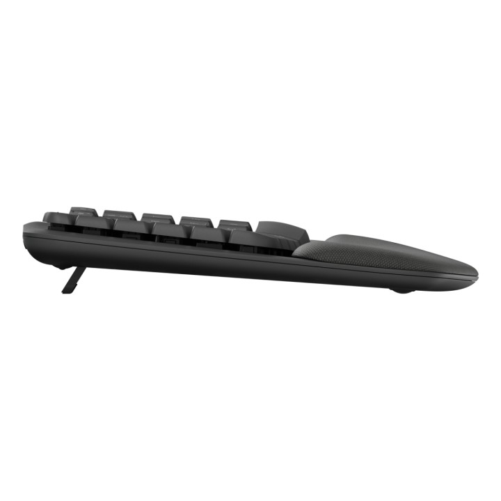 Logitech Wave Keys, teclado ergonómico inalámbrico con reposamanos acolchado, escritura cómoda y natural, Easy-Switch,