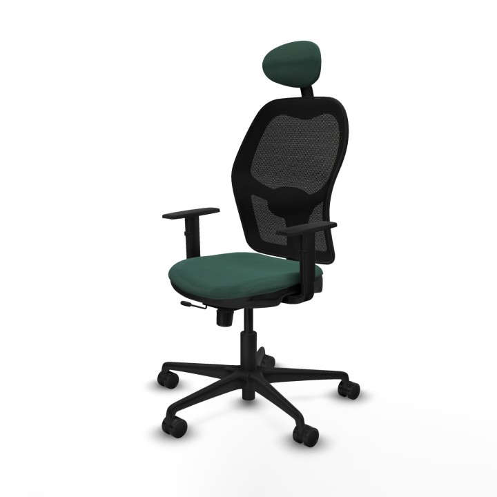 Piqueras y Crespo Jorquera traslack malla negra bali verde botella brazos 1D base nailon cabecero fijo ruedas 65mm nailon