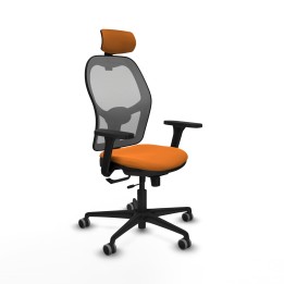 Piqueras y Crespo Jorquera traslack malla gris similpiel naranja brazos 3D base nailon cabecero 2D ruedas 65mm engomada
