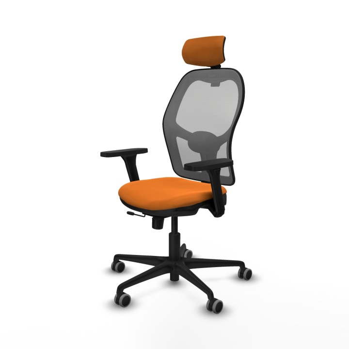 Piqueras y Crespo Jorquera traslack malla gris similpiel naranja brazos 3D base nailon cabecero 2D ruedas 65mm engomada