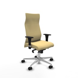 Piqueras y Crespo Albacete dirección sincro similpiel crema brazos 1D cromados base aluminio ruedas 65 nailon