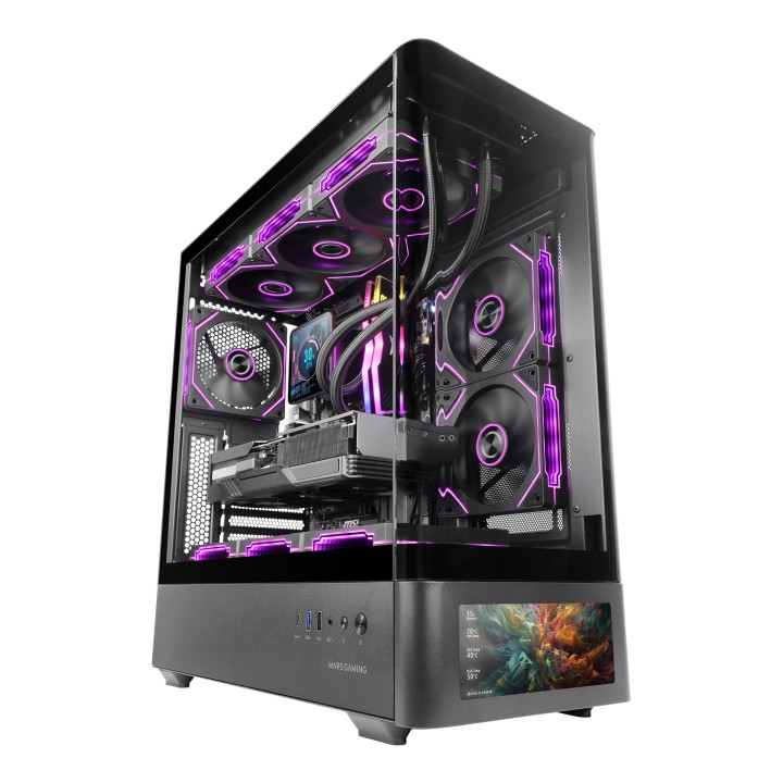 Mars Gaming MCLCDPRO carcasa de ordenador Midi Tower Negro