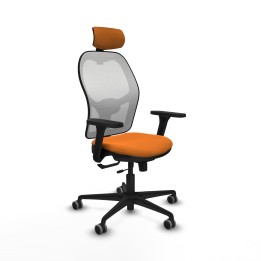 Piqueras y Crespo Jorquera traslack malla blanca similpiel naranja brazos 3D base nailon cabecero 2D ruedas 65mm engomada