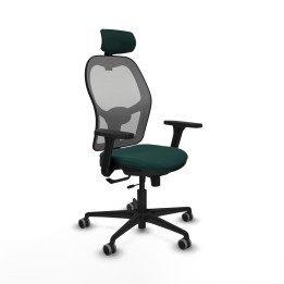 Piqueras y Crespo Jorquera traslack malla gris similpiel verde botella brazos 3D base nailon cabecero 2D ruedas 65mm engomada