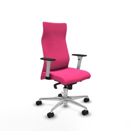 Piqueras y Crespo Albacete dirección sincro similpiel rosa brazos 1D blancos base aluminio ruedas 65 nailon