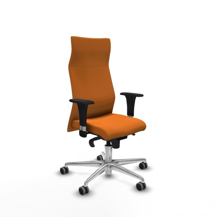 Piqueras y Crespo Albacete XL sincro similpiel naranja brazos 1D base aluminio ruedas 65mm engomadas