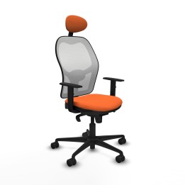 Piqueras y Crespo Jorquera sincro malla blanca bali naranja brazos 1D base nailon cabecero fijo ruedas 65mm nailon