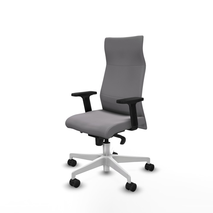 Piqueras y Crespo Albacete dirección sincro similpiel gris brazos 2D base blanca ruedas 65 nailon